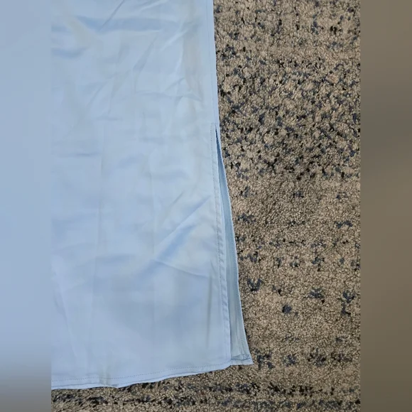 BNWT. Brunette The Label 2 Piece Light Blue Satin Strapless Dress - Picture 3 of 4